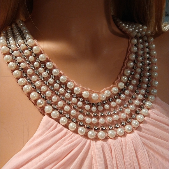 Juno Pink Long Jeweled Top Formal Dress - Picture 7 of 12